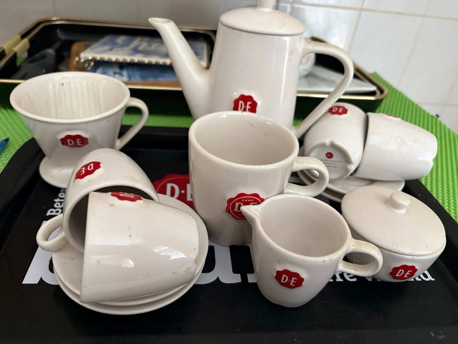 Vintage Douwe Egberts koffieservies - compleet, Ophalen
