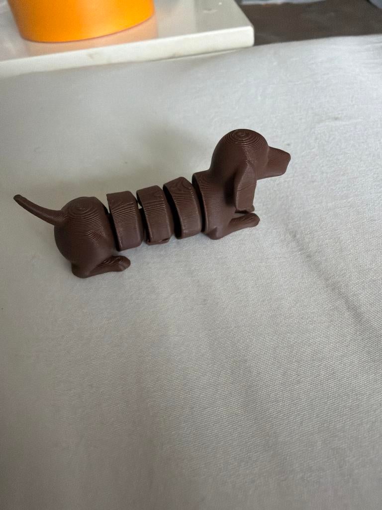 Wiggel speelgoed Teckel - Flexibel 3D-geprint hondje, Ophalen of Verzenden, Zo goed als nieuw, Jongen of Meisje
