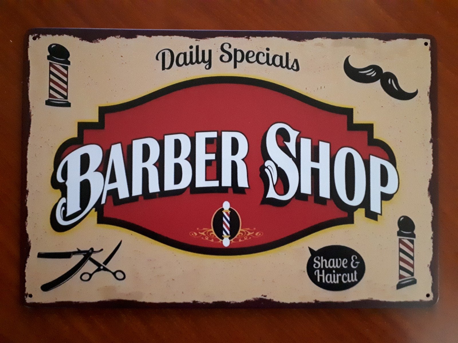 Barber Shop 20x30 cm Metalen Reclamebord, Ophalen of Verzenden, Nieuw, Reclamebord