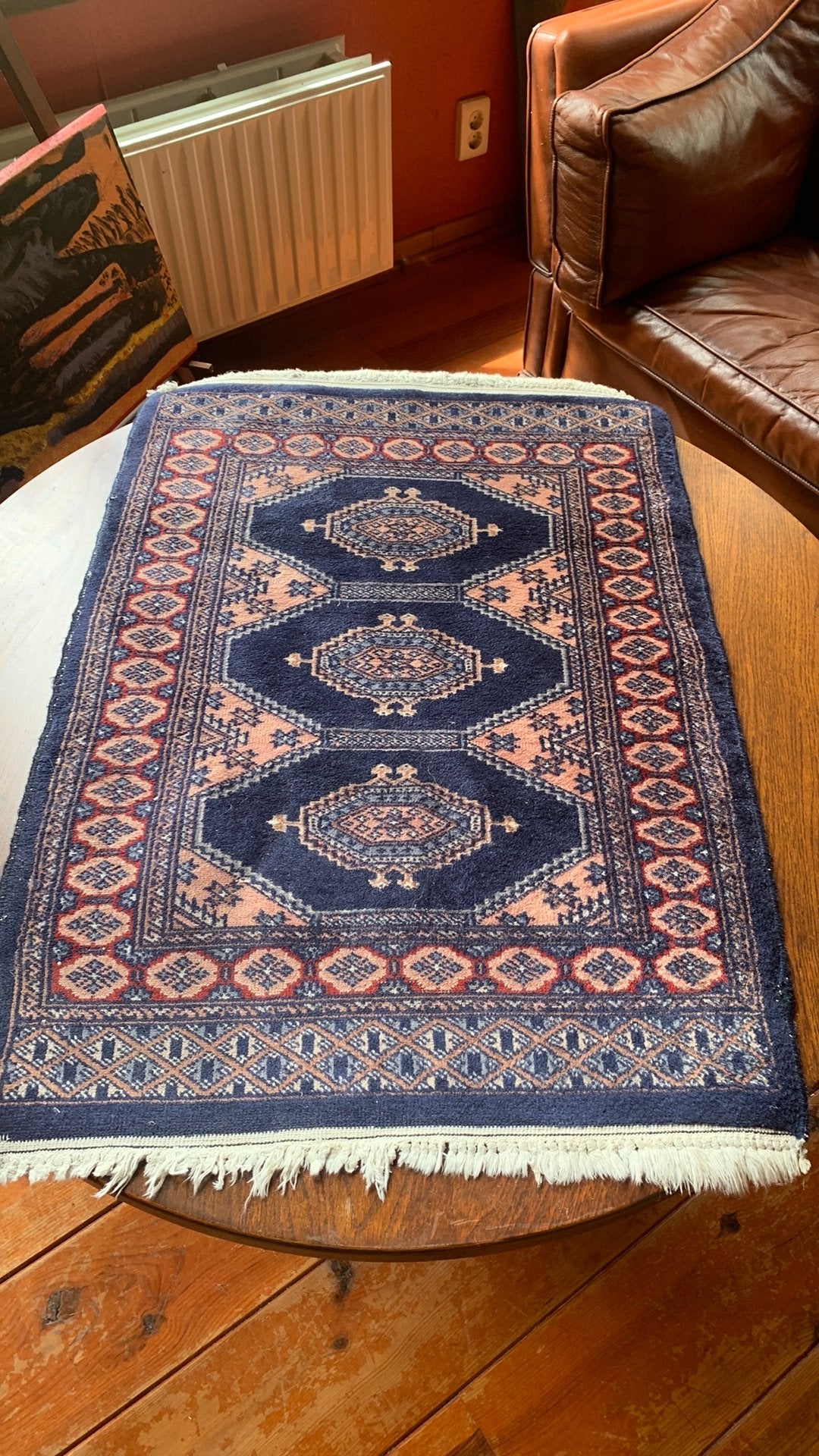 Klein Perzisch tapijtje / kleedje - Handgeknoopt, Huis en Inrichting, Minder dan 50 cm, 50 tot 100 cm, Blauw, Ophalen of Verzenden