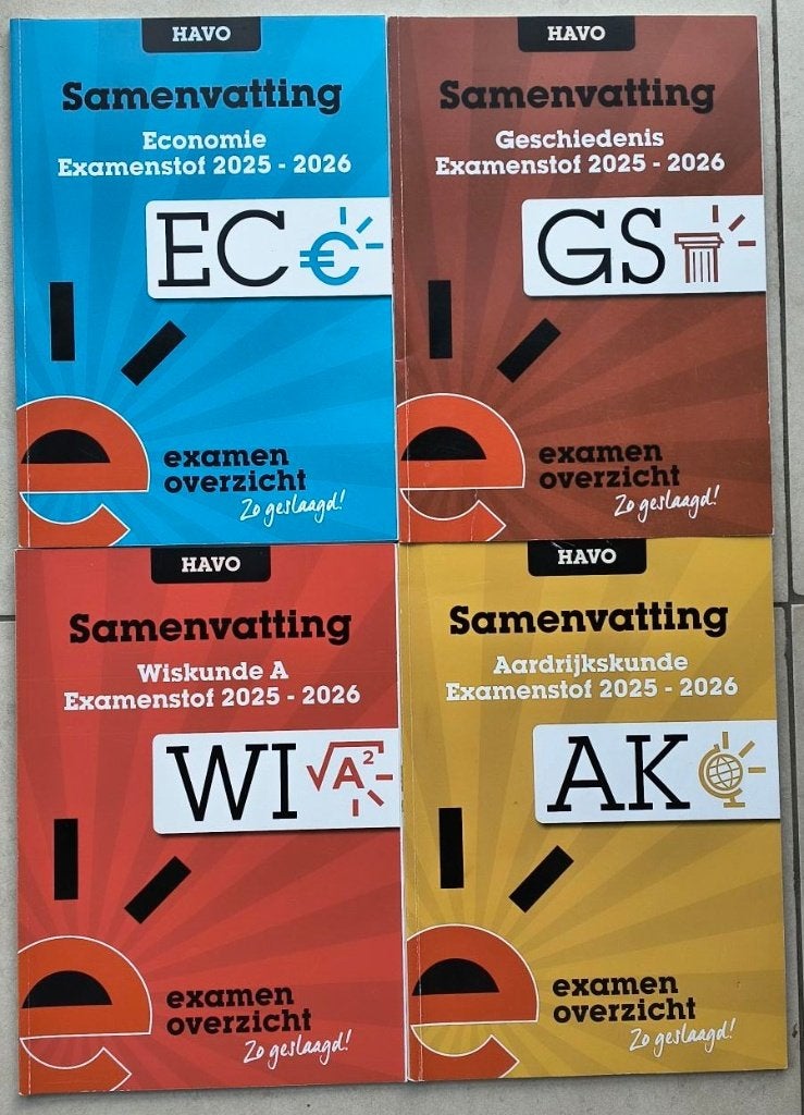 Samenvattingen HAVO 2025-2026 ExamenOverzicht / 7,5 eur p.s., Ophalen of Verzenden, Zo goed als nieuw, HAVO