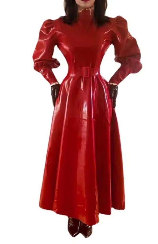 Lange lak jurk, tm 7XL, Verzenden, Nieuw, Onder de knie