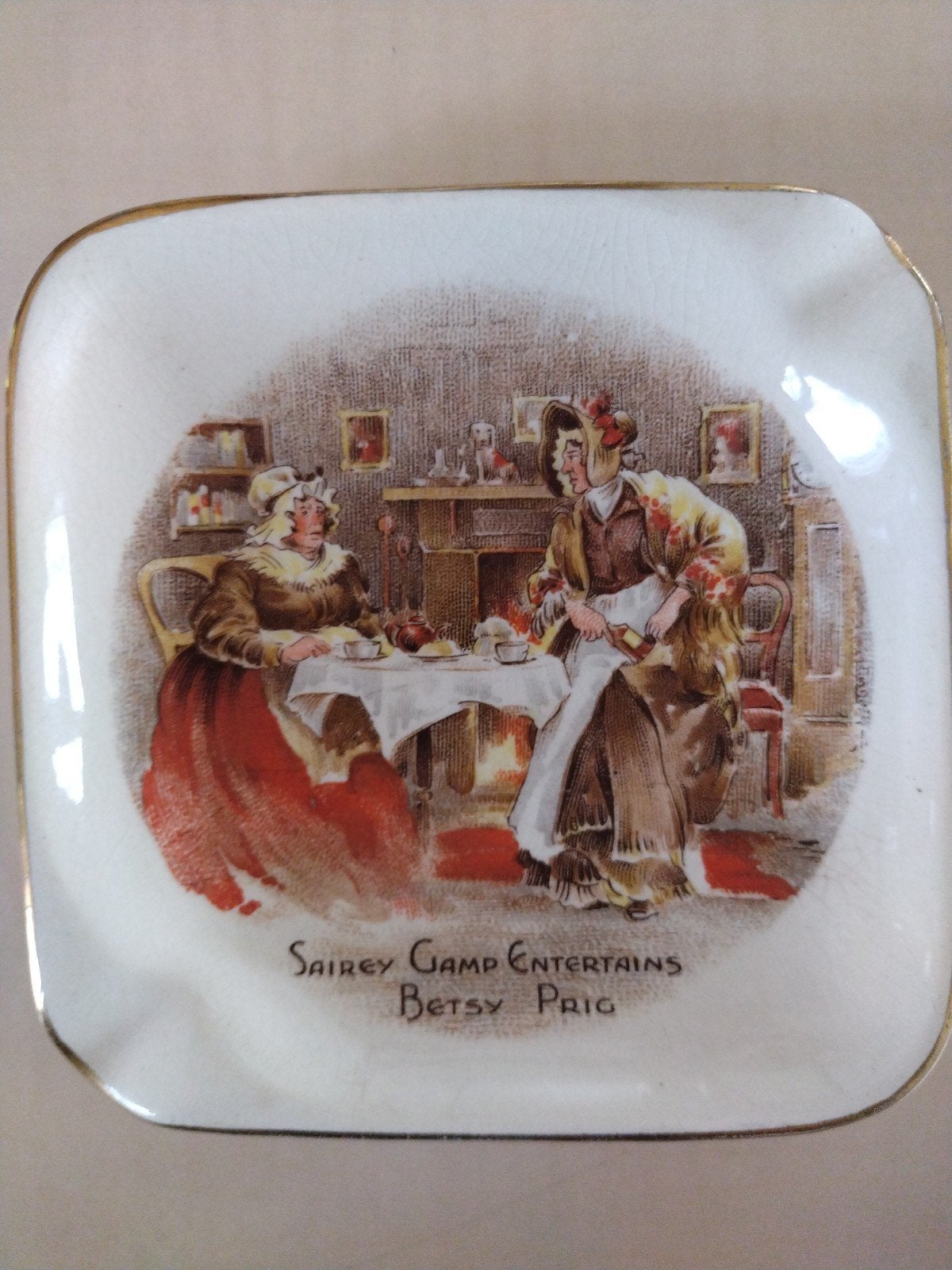 aardewerk schoteltje asbak sandland ware Charles Dickens, Ophalen of Verzenden