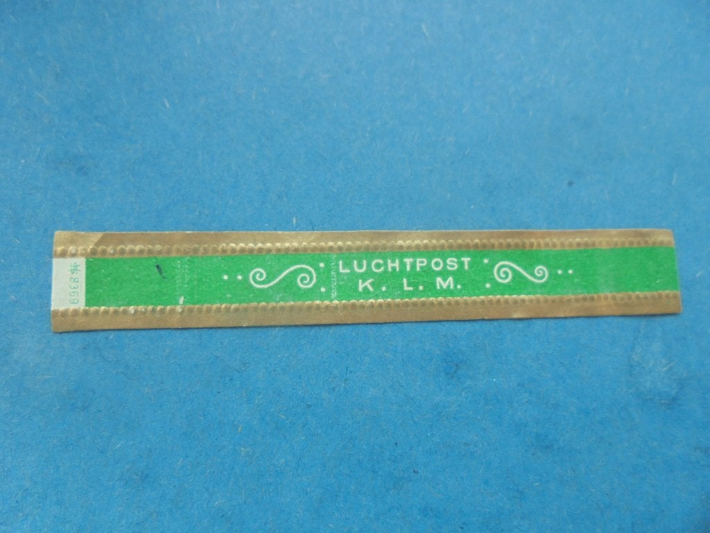 Oude sigarenband Luchtpost K.L.M. met nr. HS 8369, Ophalen of Verzenden, Zo goed als nieuw, Sigarenbandjes