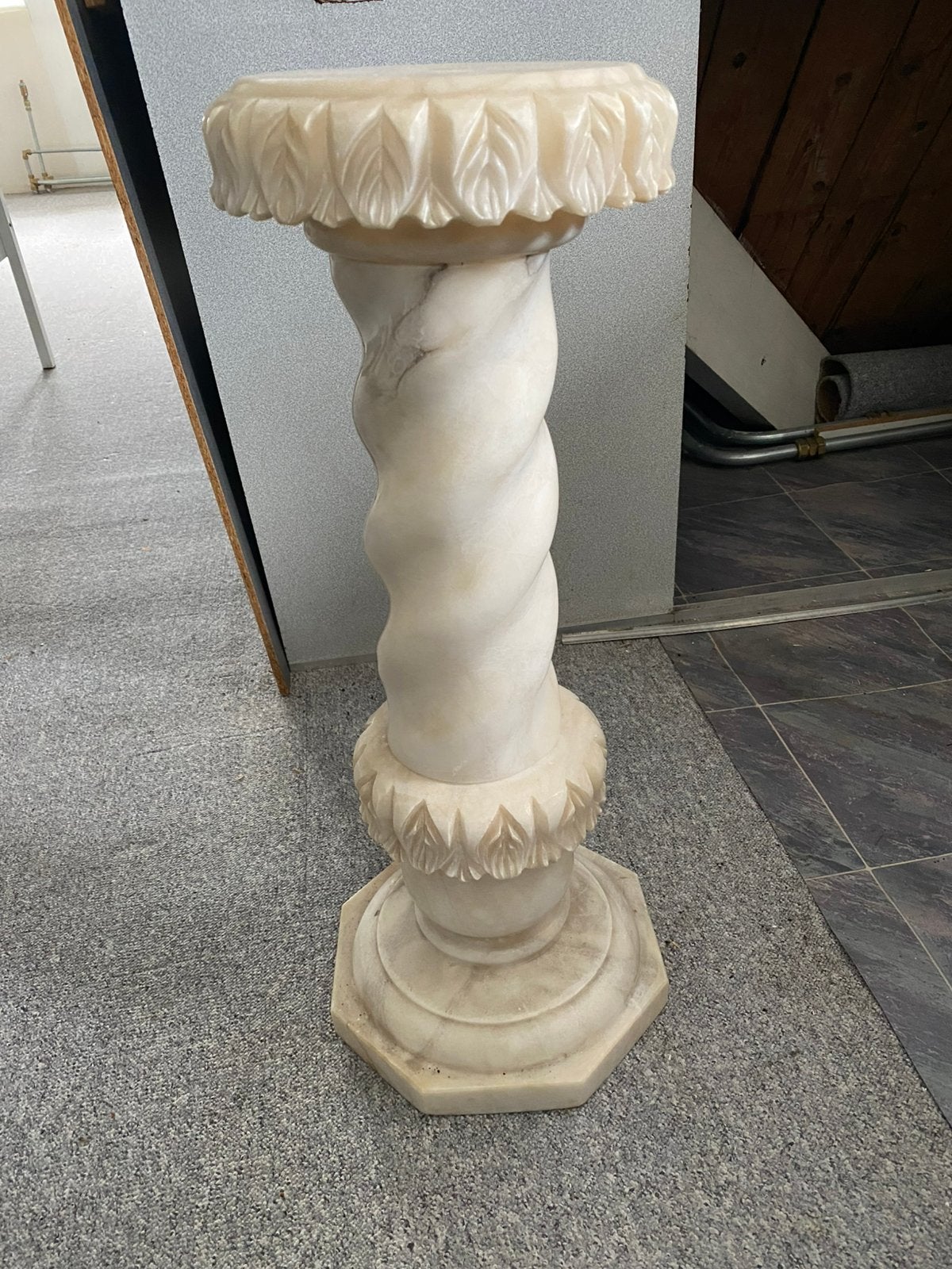 Witte albast/marmeren zuil, in 4 stukken in elkaar te zetten, Ophalen, Gebruikt