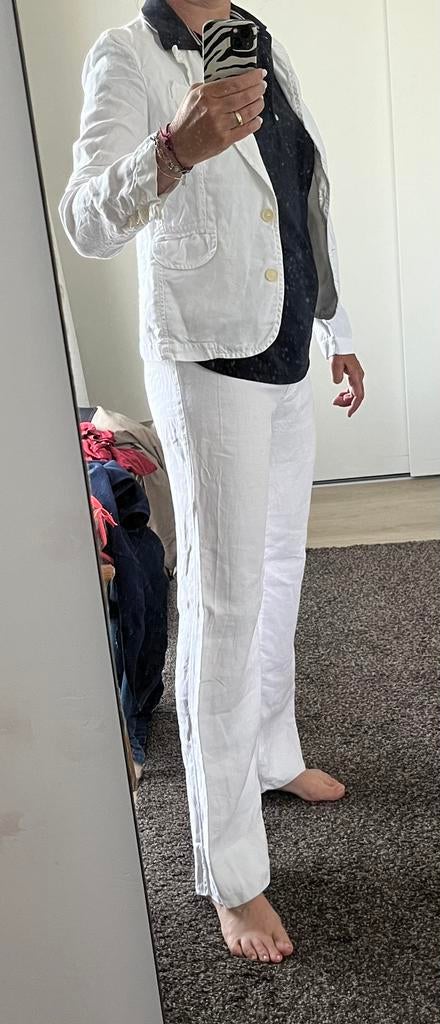Wit linnen broek met colbert, Ophalen of Verzenden, Zo goed als nieuw, Maat 38/40 (M)