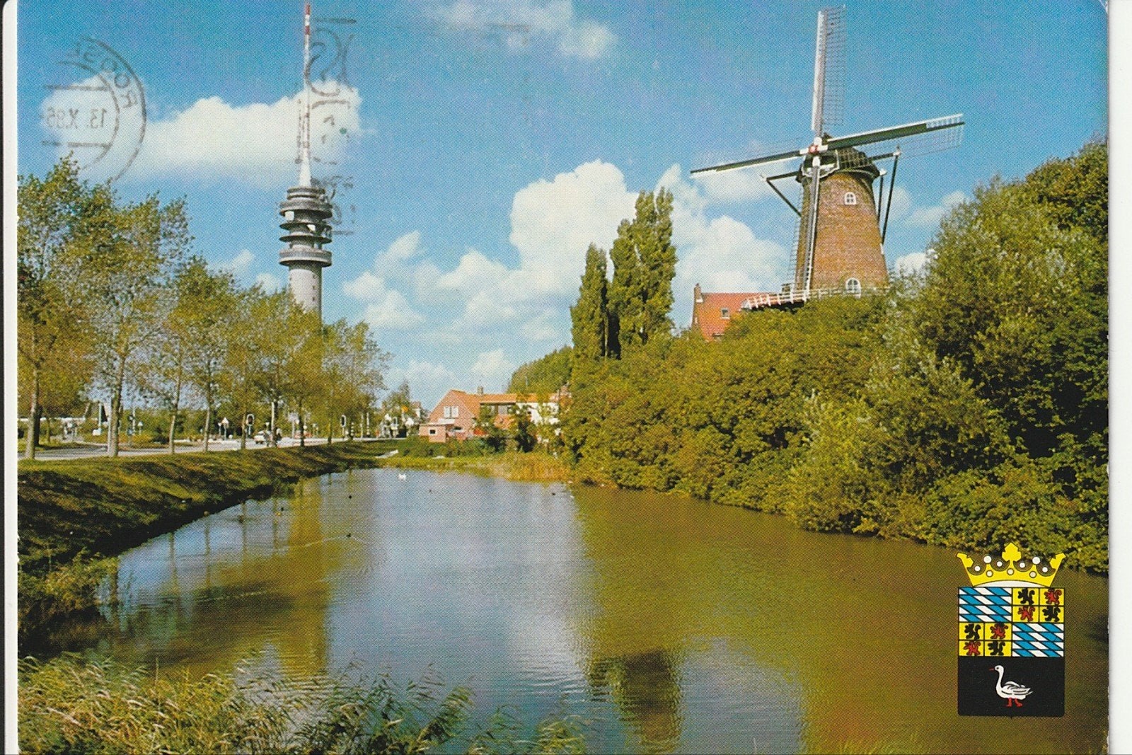 GOES ZICHT OP T.V. TOREN MOLEN DE KORENBLOEM STADSWAPEN, Verzamelen, Ophalen of Verzenden, 1980 tot heden, Gelopen, Zeeland