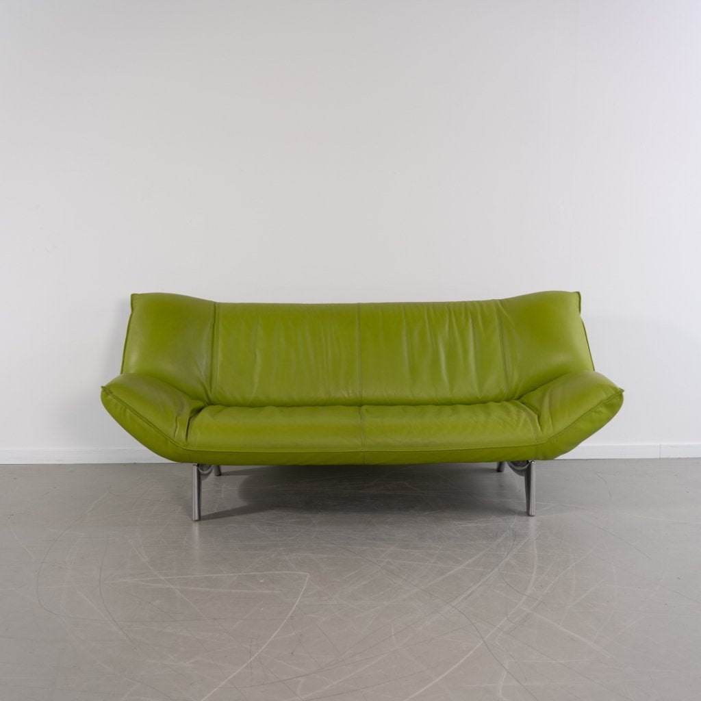 1x Leolux Tango 3-zits/223cm Bank Limegroen Leer - Gepolijst, Niet ingevuld, Overige maten, Niet ingevuld, 75 tot 100 cm