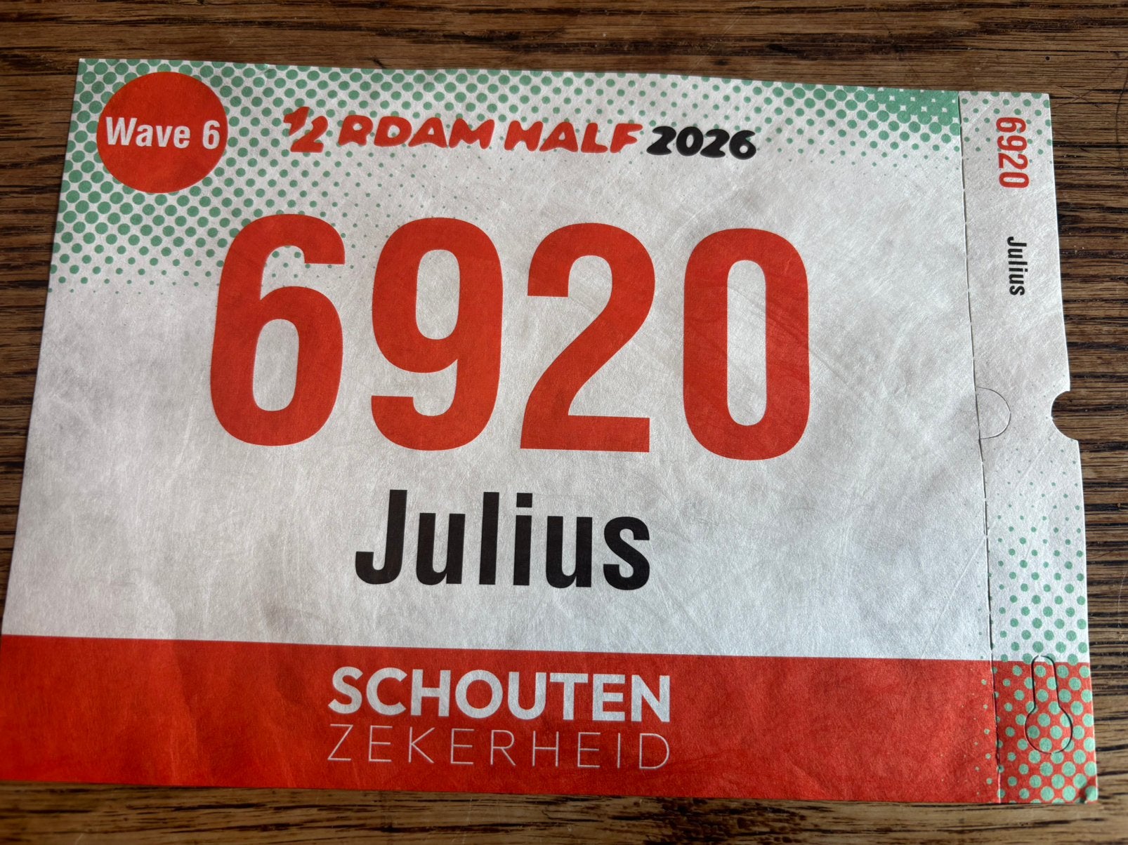 Startbewijs Rdam 1/2 marathon, Eén persoon