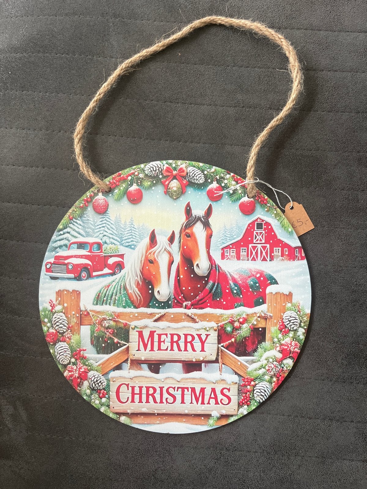 Houten bordje paard kerst, Diversen, Kerst, Ophalen of Verzenden, Nieuw