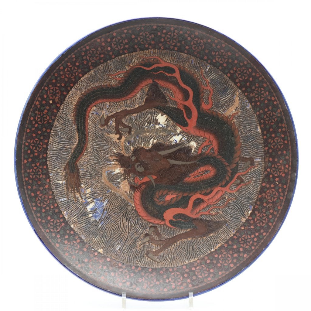 Antiek bord porcelain charger zeer groot zeldzaam 46 cm, Antiek en Kunst, Ophalen