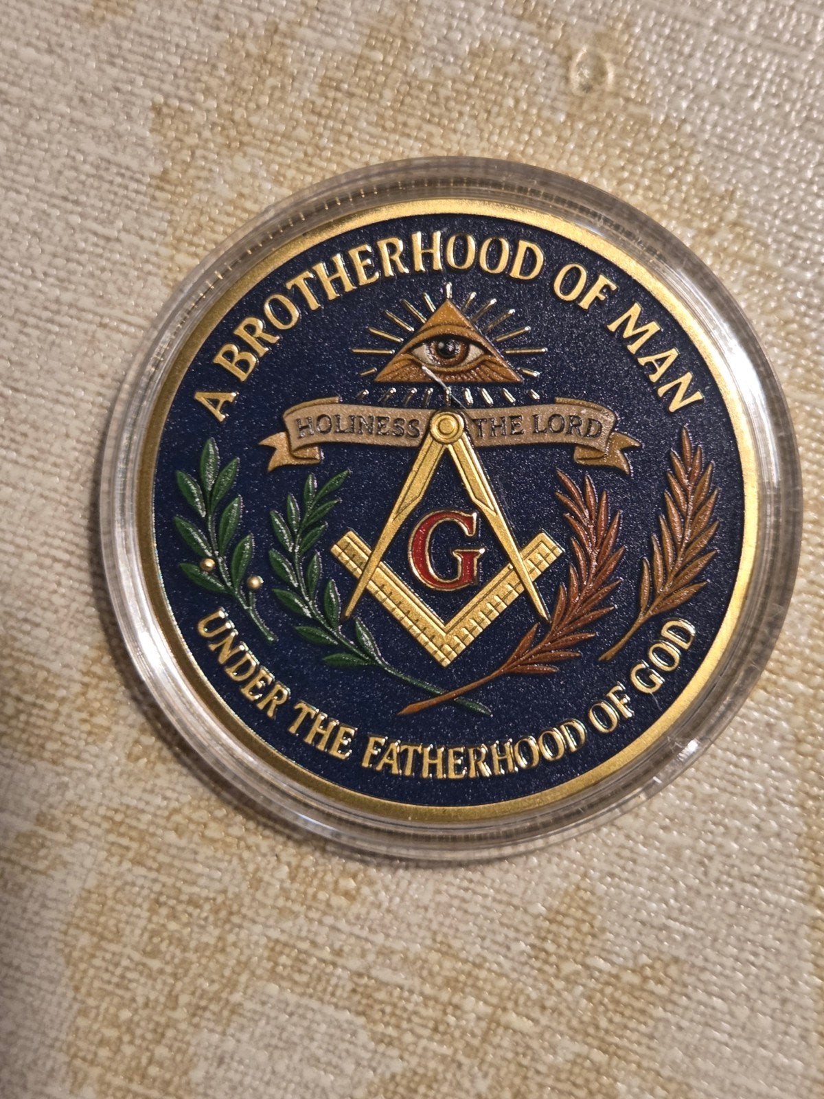 Vrijmetselaars Munt 'A Brotherhood of Man', Postzegels en Munten, Ophalen of Verzenden