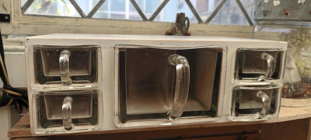 Brocante gruttersbak met glazen lade / bak Keukenkastje, Ophalen of Verzenden