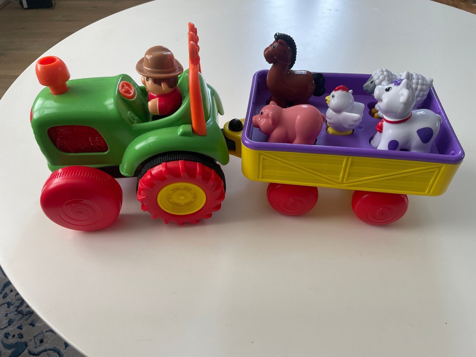 Boerderij tractor met aanhanger en dieren, Ophalen of Verzenden, Zo goed als nieuw, Jongen of Meisje
