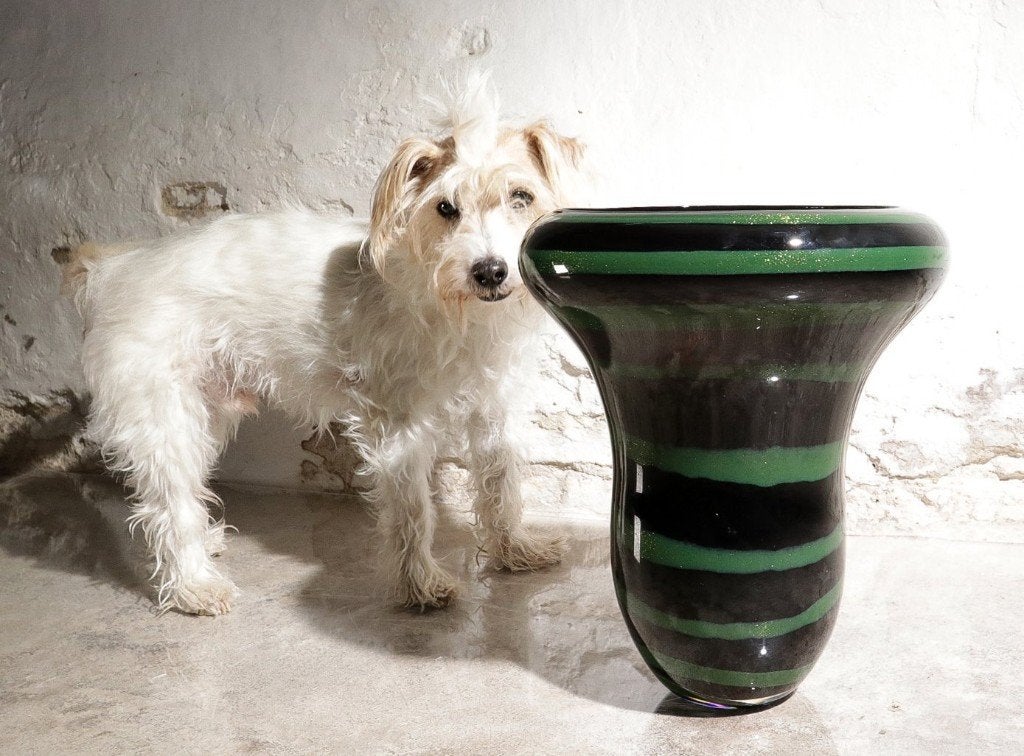 Vilma Henkelman Unica Leerdam Design Glazen Vaas, Ophalen, Gebruikt, Zwart, Glas