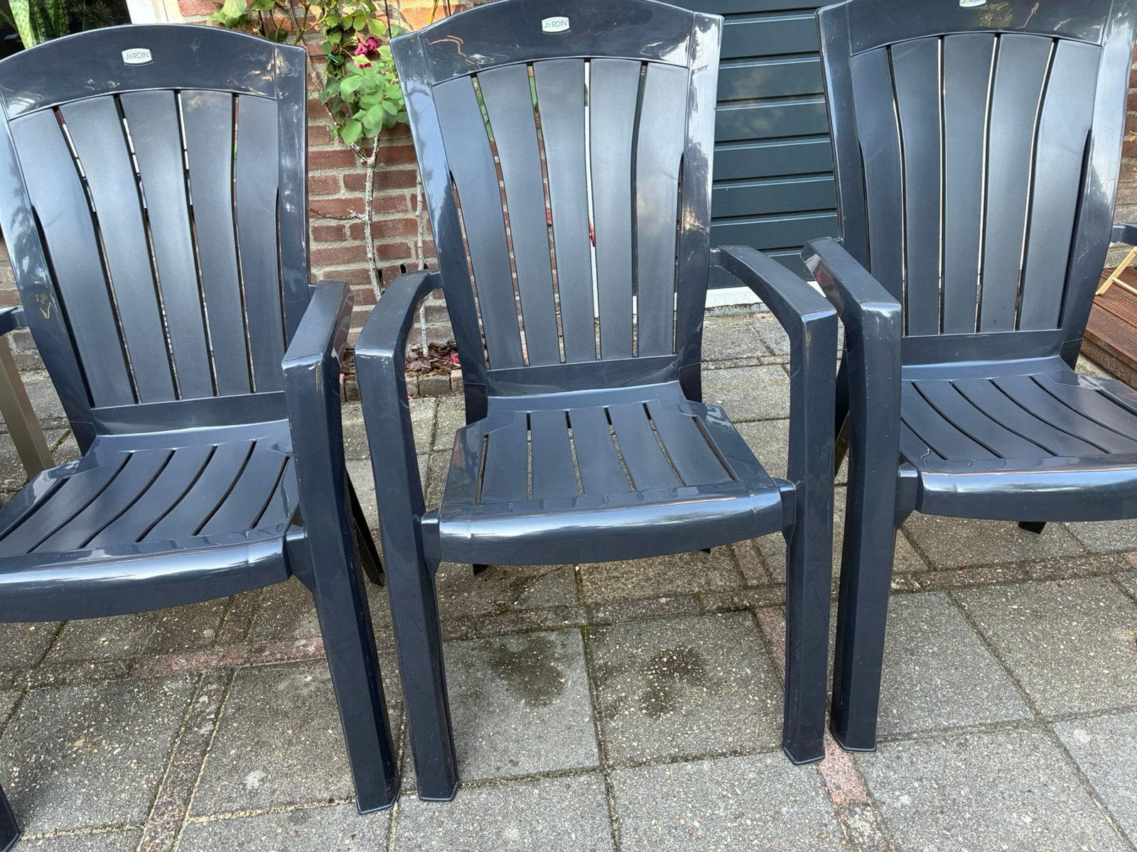 Tuinstoelen Jardin , 3 stuks, Tuin en Terras, Tuinstoelen, Ophalen, Zo goed als nieuw, Kunststof, Stapelbaar