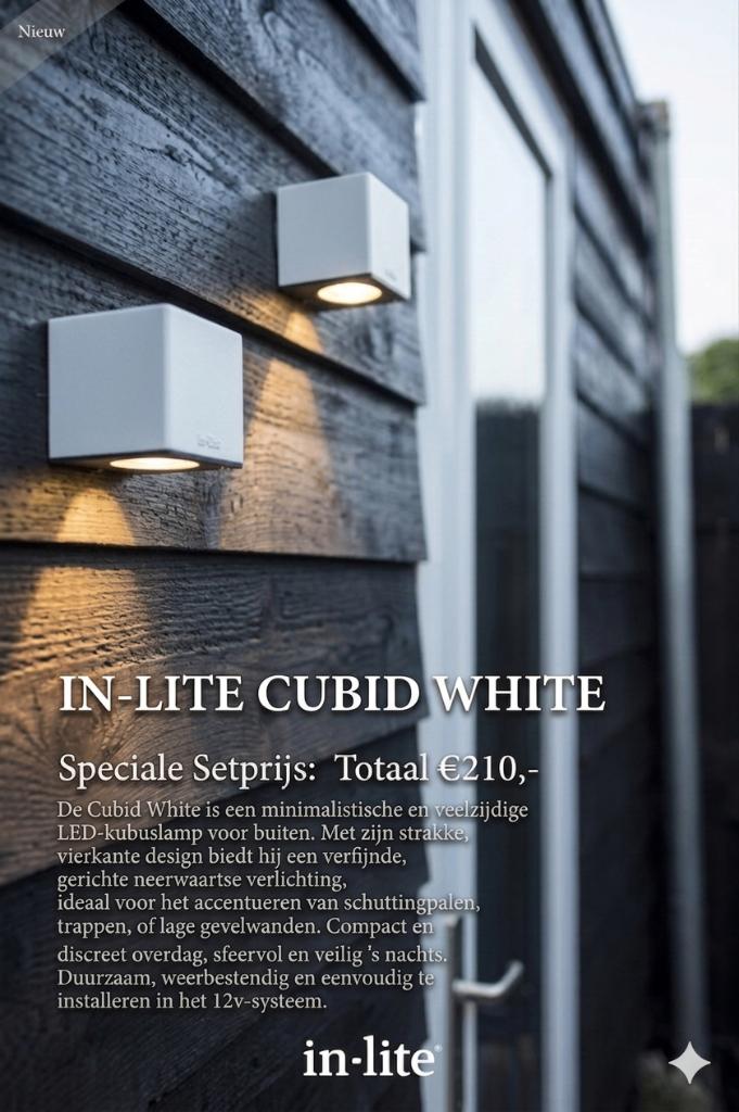 In-Lite Cubid White 6 st., Tuin en Terras, Buitenverlichting, Minder dan 50 watt, Wandlamp, Nieuw, Ophalen of Verzenden