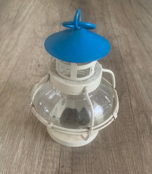 Decoratieve Maritieme Lantaarn - Blauw & Wit, Ophalen of Verzenden, Gebruikt