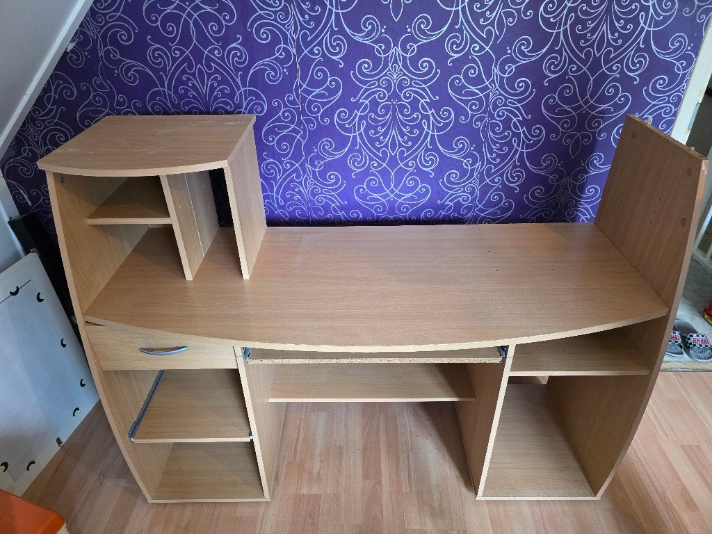 Bureautafel, Ophalen, Gebruikt, Hout, Bruin