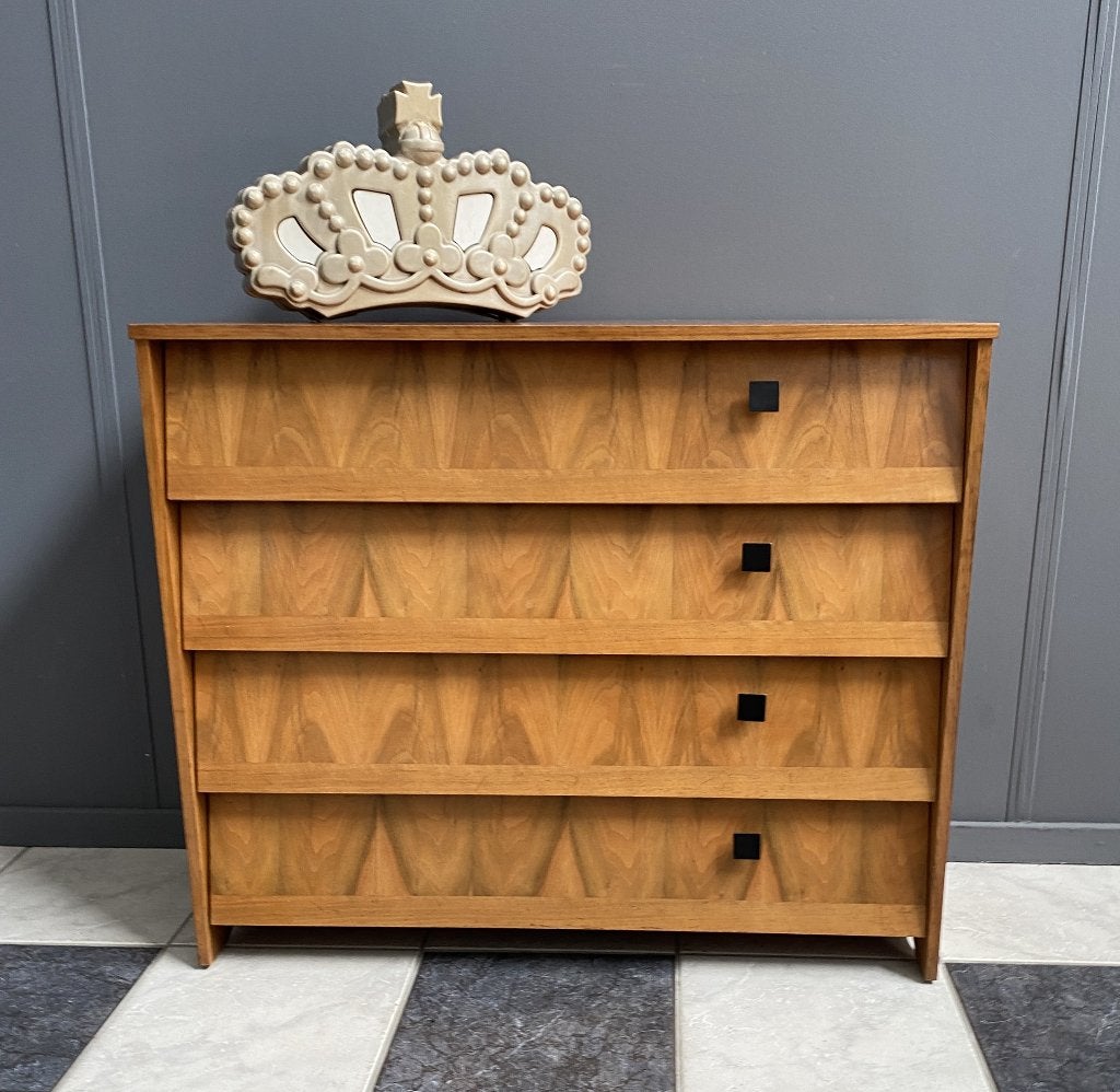 70 Jaren schoenen kast met 4 kleppen metalen 4kanten knoppen, Ophalen, Gebruikt, Vintage