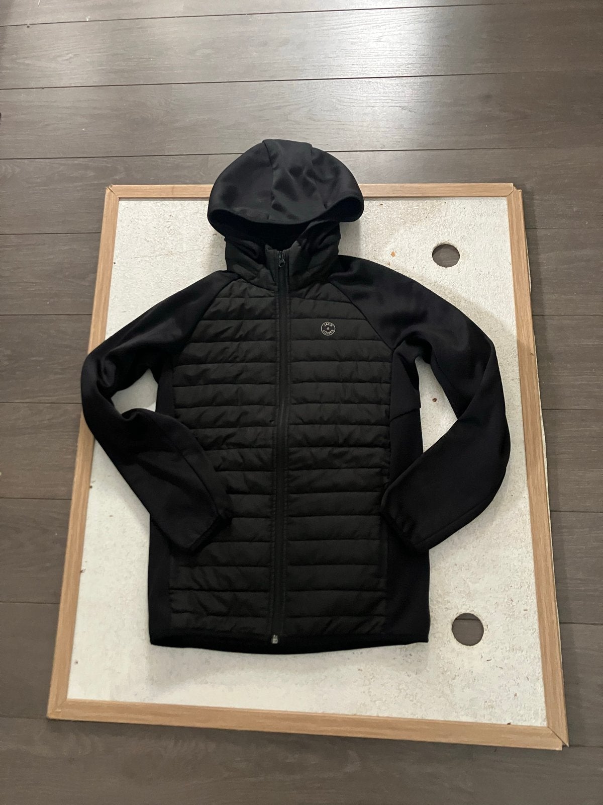Jack & Jones ribbeljack in cool zwart, maat 158, Gebruikt, Ophalen of Verzenden, Jas, Jongen