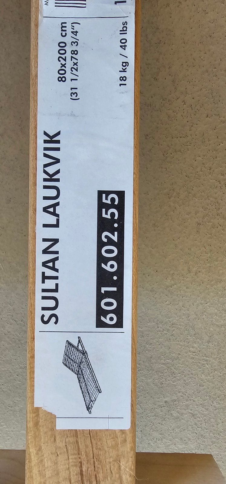 IKEA Sultan Laukvik lattenbodem 80x200 cm, Ophalen, 80 cm, 200 cm, Modern