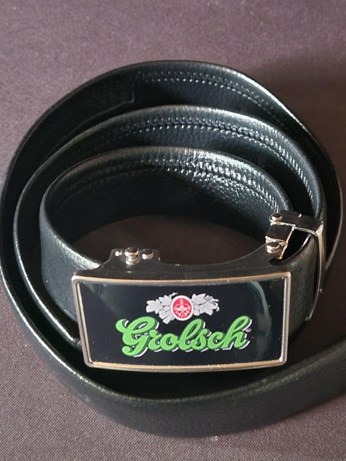Grolsch riem met automatische gesp - Zwart, Ophalen of Verzenden, Nieuw, Zwart, Echt leder