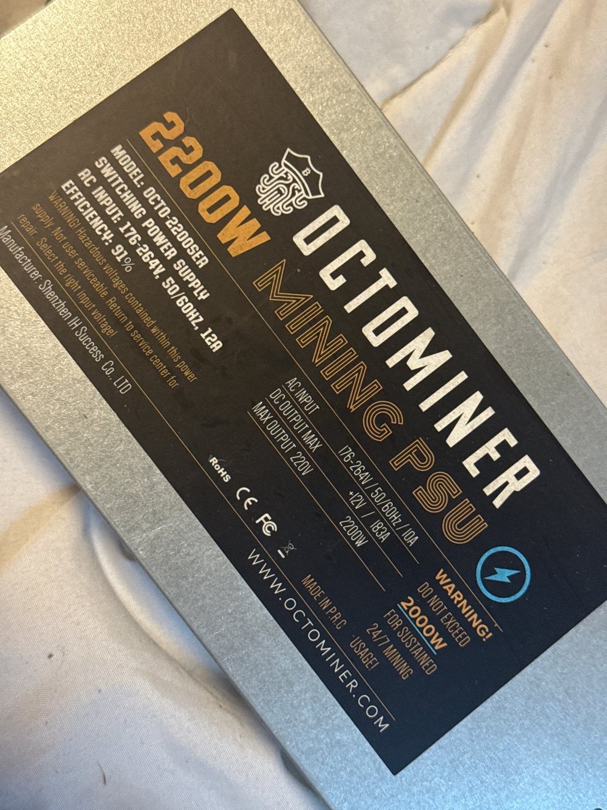 Octominer 2200W Mining PSU - Krachtige Voeding, Computers en Software, Overige Computers en Software, Gebruikt, Ophalen of Verzenden