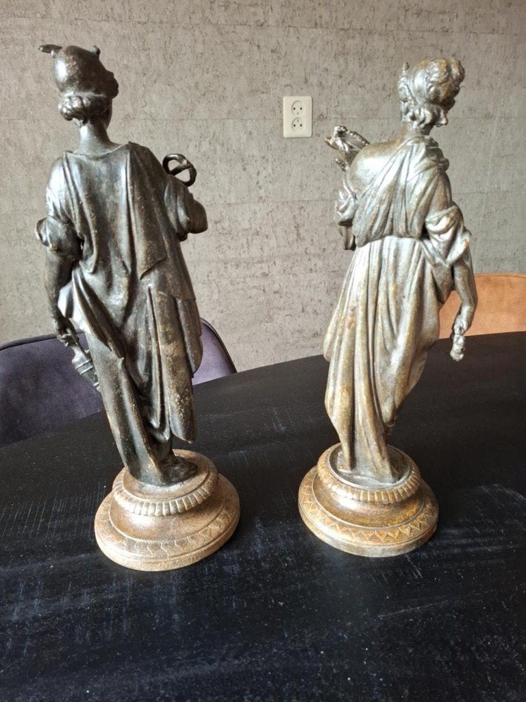 Paar Antieke Franse Régule Beelden Mercurius & Ceres, Ophalen