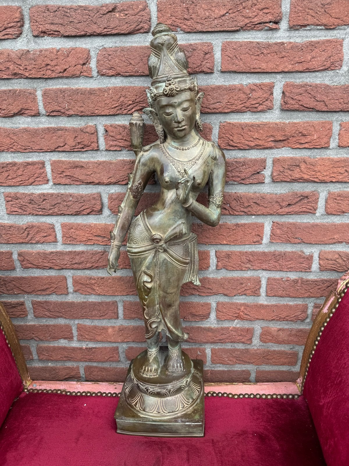 Dewi Sri Rijstgodin - Groot Bronzen Beeld uit Indonesië, Handgemaakt, Brons, Beeld, Azië