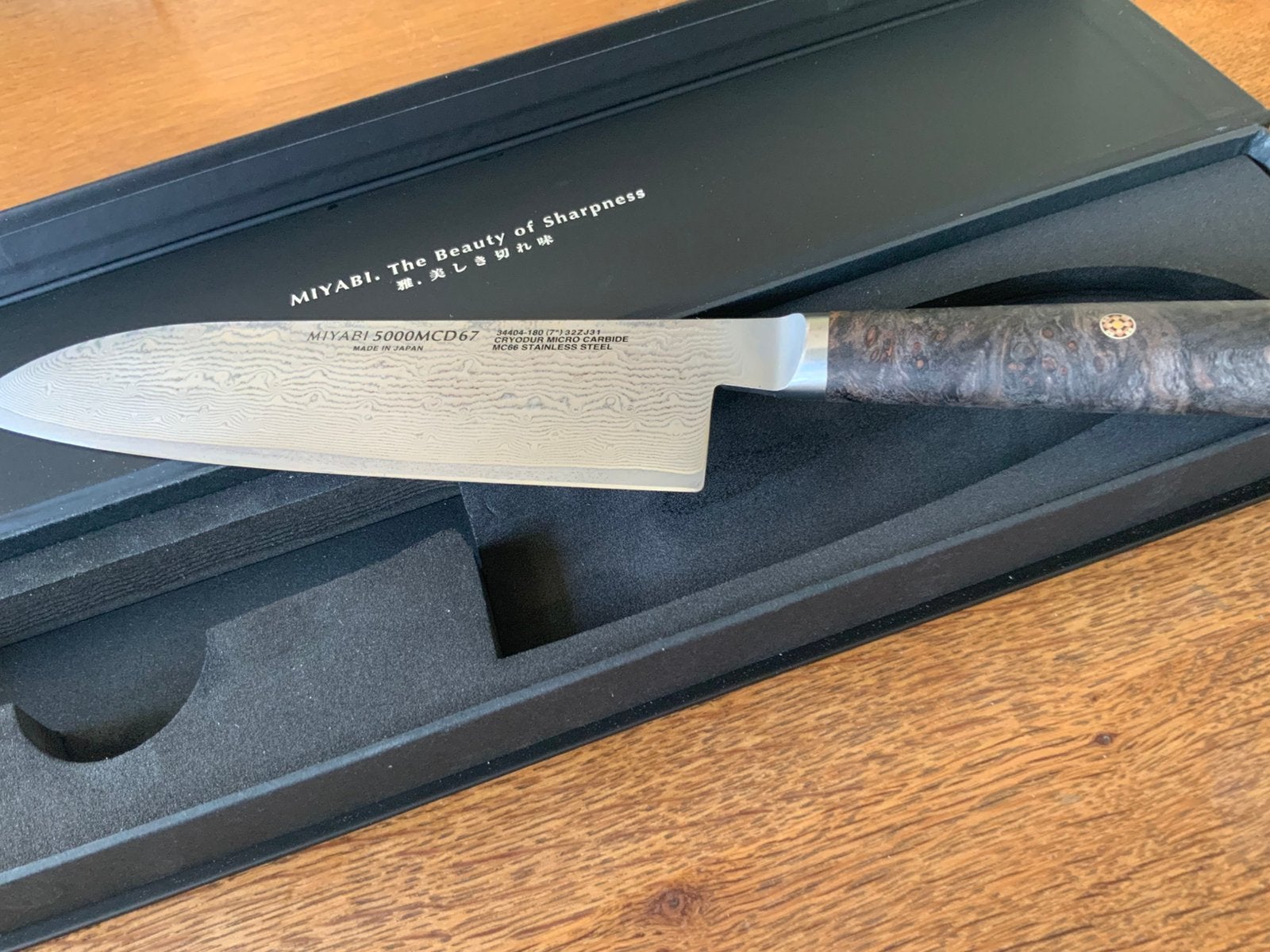 Miyabi Santoku 5000 mcd, Ophalen of Verzenden, Zo goed als nieuw, Rvs of Chroom
