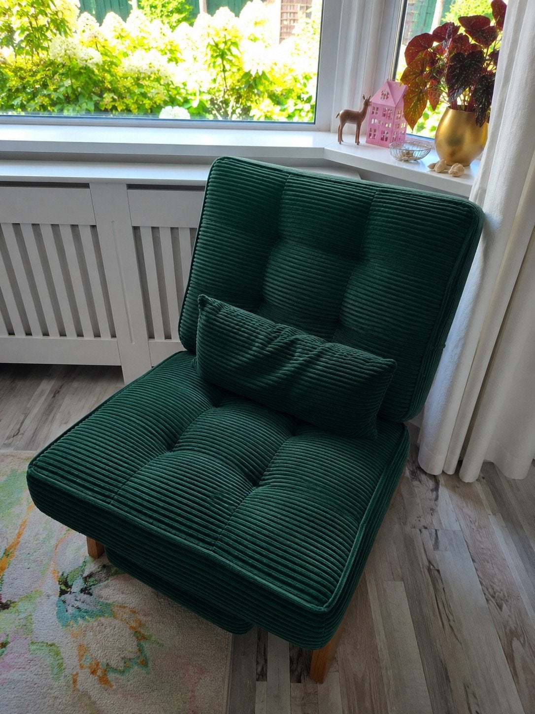 STILVORA Loungestoel groen/ribstof, Ophalen, Overige kleuren, Nieuw, Eén