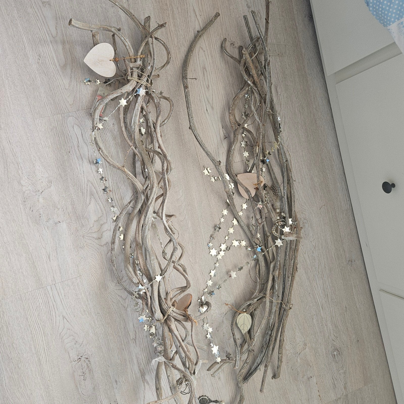 Decoratieve takken met sterren en hartjes, Huis en Inrichting, Woonaccessoires | Overige, Ophalen, Hout, Grijs, Landelijk
