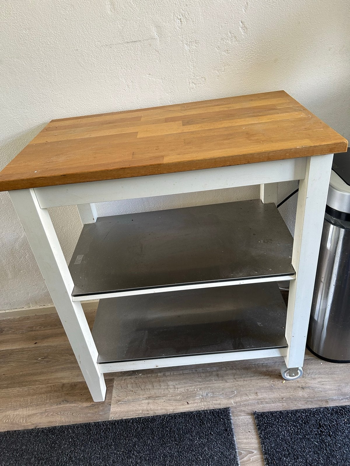 IKEA Keukentrolley met houten blad en metalen planken, Gebruikt, Hout, IKEA, Keukentrolley