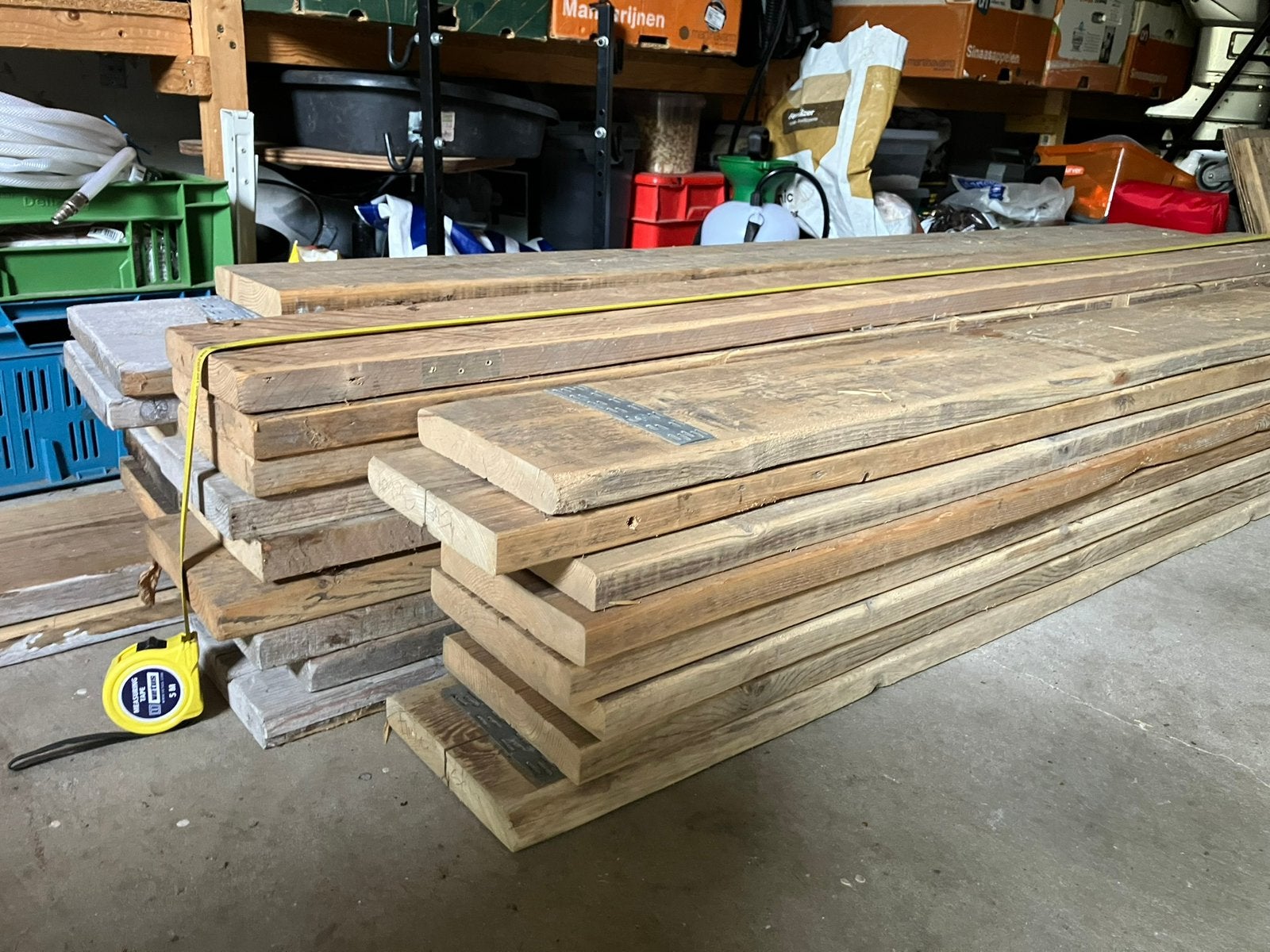 Steigerhout handgeschuurd, direct klaar voor gebruik, Doe-het-zelf en Verbouw, Hout en Planken, Ophalen, Minder dan 25 mm, Zo goed als nieuw
