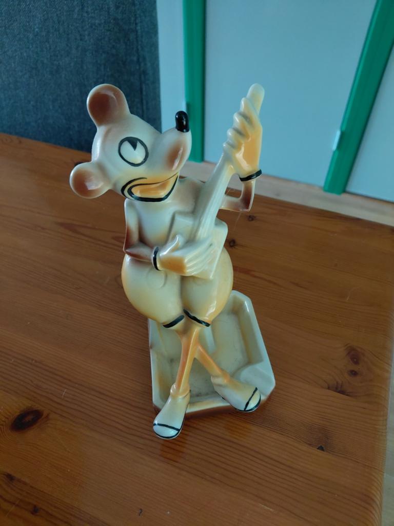 Vintage Muis met Contrabas Beeldje - Decoratief, Ophalen of Verzenden
