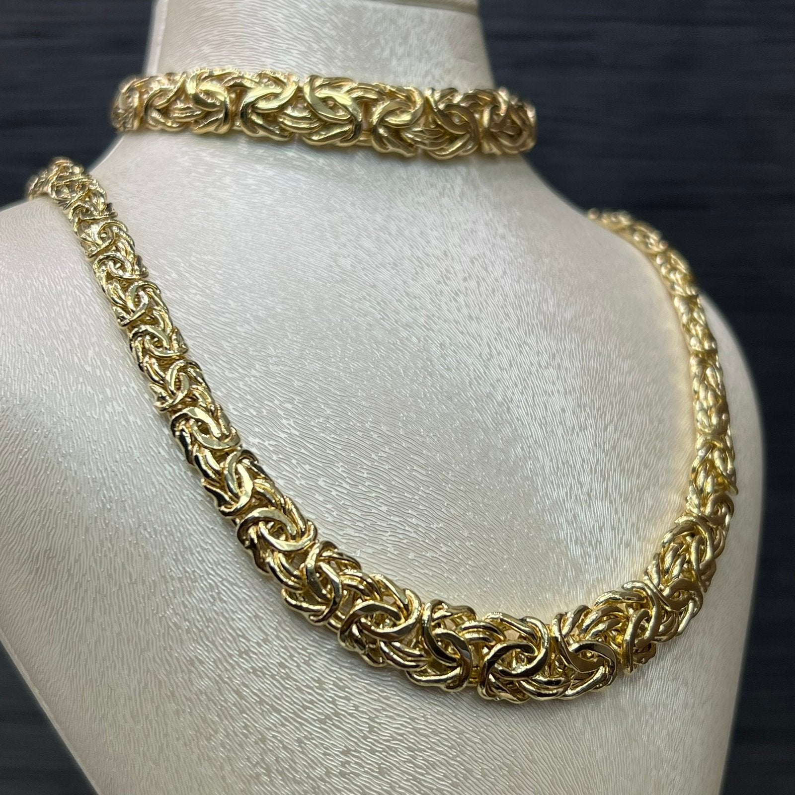 14 karaat gouden ketting met armband set schakel, Ophalen of Verzenden, Zo goed als nieuw, Goud