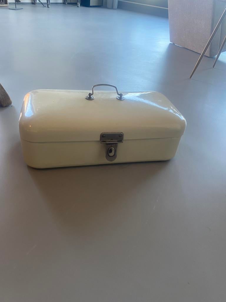 Vintage Broodtrommel Crème Emaille, Antiek en Kunst, Antiek | Emaille, Ophalen of Verzenden