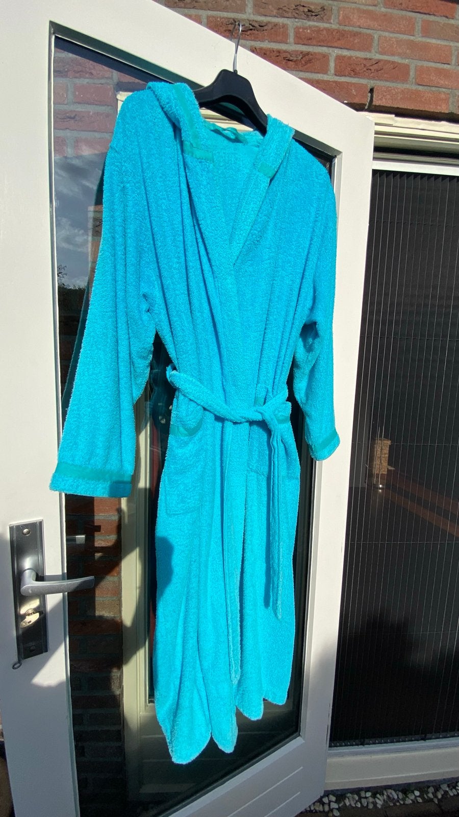 Turquoise badjas met capuchon, Kleding | Dames, Verzenden, Gedragen