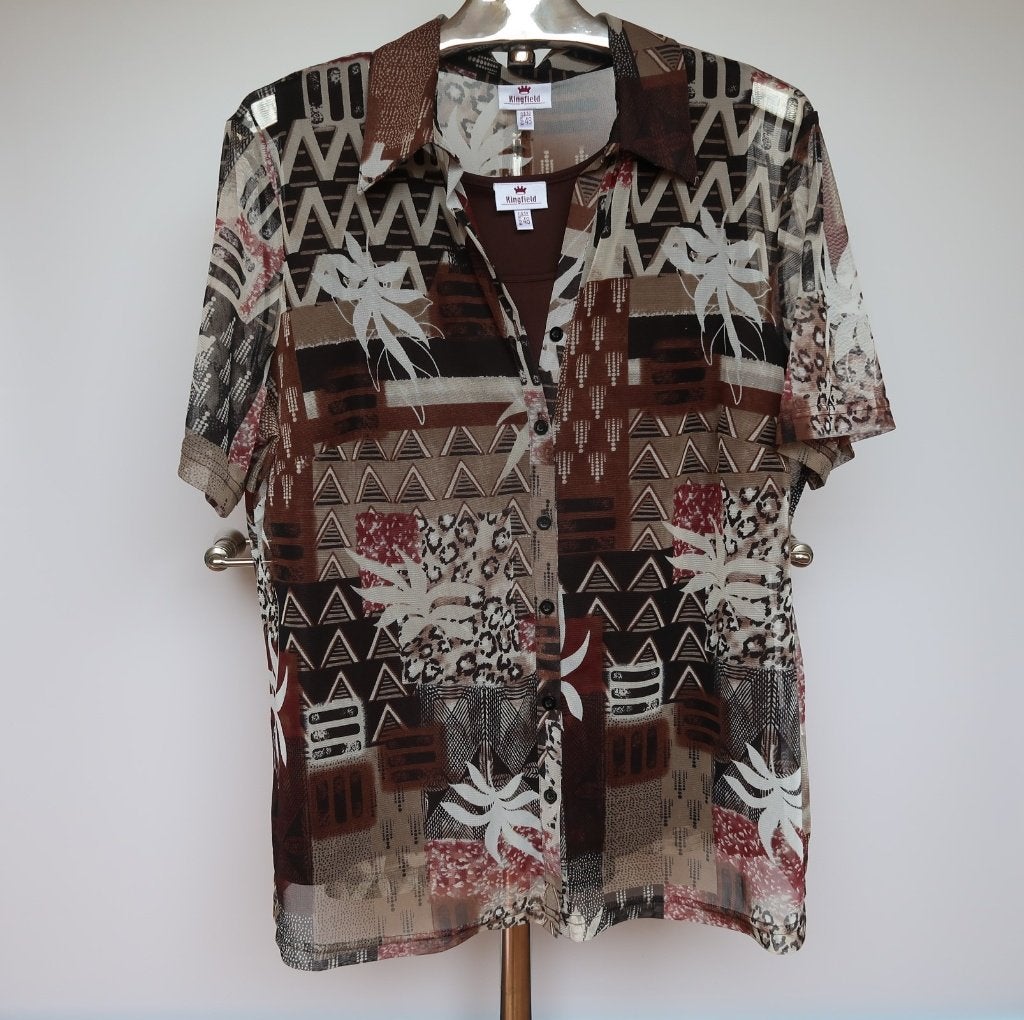 Nieuwe set topje + blouse Kingfield mt 48 (valt kleiner), Kleding | Dames, Bruin, Maat 42/44 (L), Nieuw, Ophalen of Verzenden
