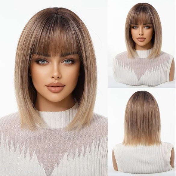 Pruik bob model blond met steil haar model Bianca, Ophalen of Verzenden, Nieuw, Pruik of Haarverlenging