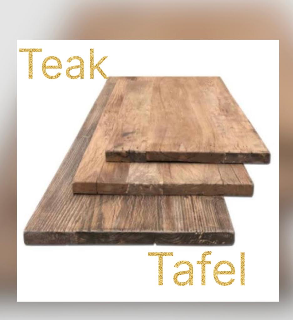 GEZOCHT!  Gratis teak tafel, Ophalen, Gebruikt, Teakhout, 50 tot 100 cm