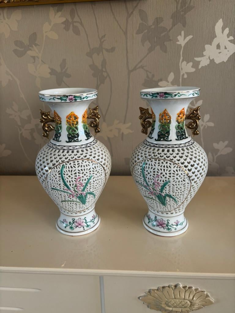 Porseleine vasen (set van 2), Antiek en Kunst, Ophalen