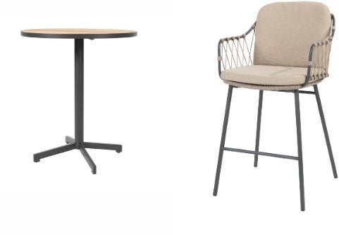 4SO barset: 4 barkrukken met ronde bar tafel, Ophalen, 4 zitplaatsen, Buitengoed, Info@buitengoed.nl
