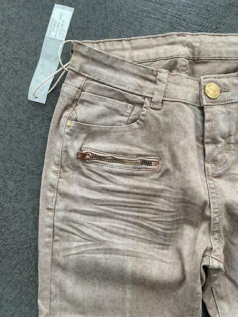 F577 Nieuw jeans Jade Twelve mt 27=XS=34 broek beige/grijs, Kleding | Dames, Jade Twelve, Overige kleuren, Nieuw, Ophalen of Verzenden