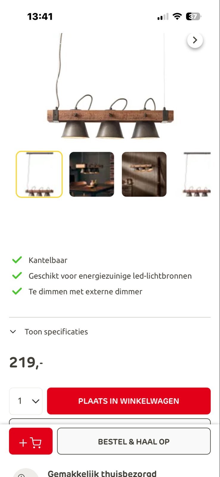 Brilliant hanglamp Plow zwart hout 3xE27, Ophalen of Verzenden, Nieuw, Metaal, E27 (groot)