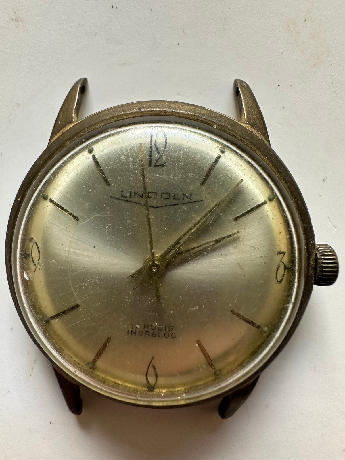 Vintage Lincoln Herenhorloge - 15 Rubis Incabloc (Werkt!), Overige merken, Gebruikt, Staal, Polshorloge