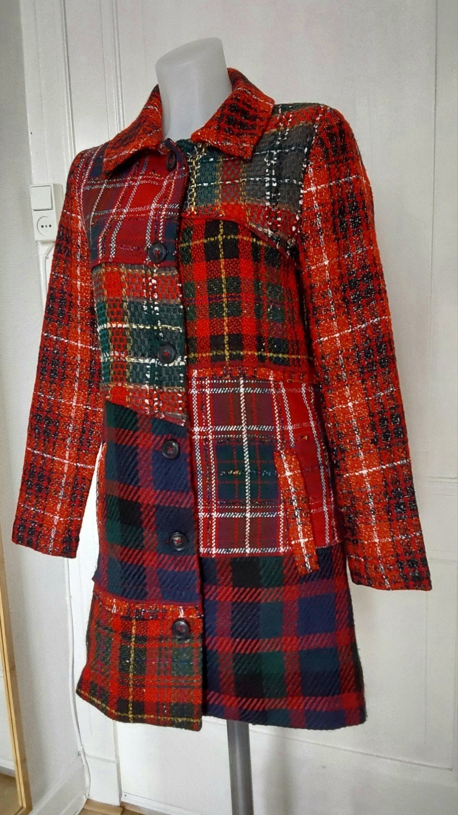 Desigual mantel maat 36 - Unieke patchwork ruit, Meerkleurig, Ophalen of Verzenden, Zo goed als nieuw, Desigual