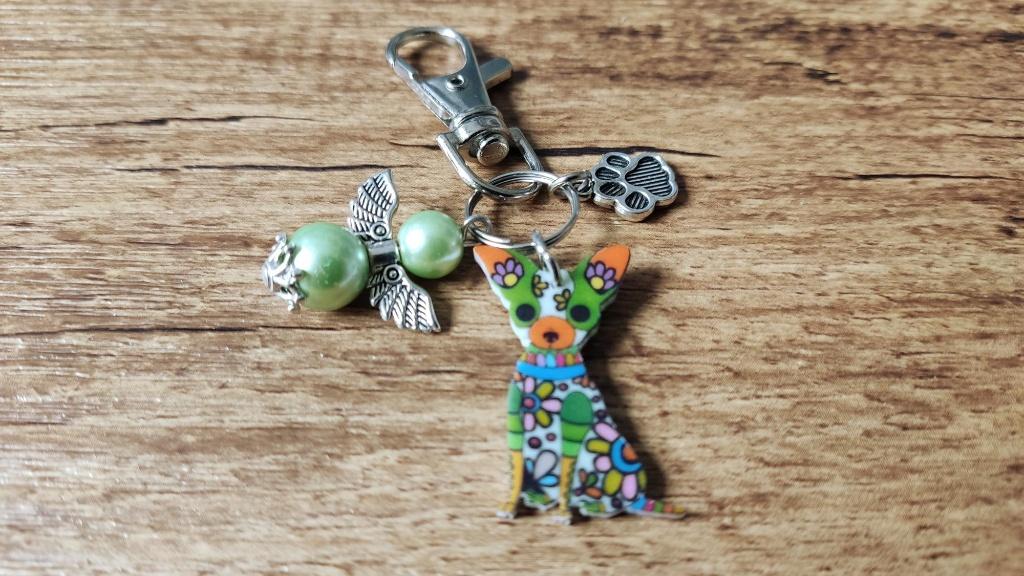 Sleutelhanger Tashanger Chihuahua met geluksengeltje, Verzenden, Nieuw