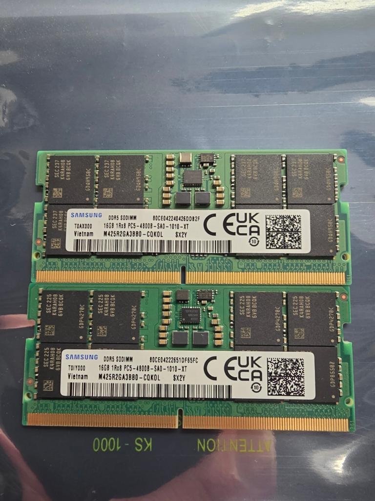 32GB (2x16GB) Ddr5 Sodimm Samsung, 32 GB, Ophalen of Verzenden, Zo goed als nieuw, DDR5